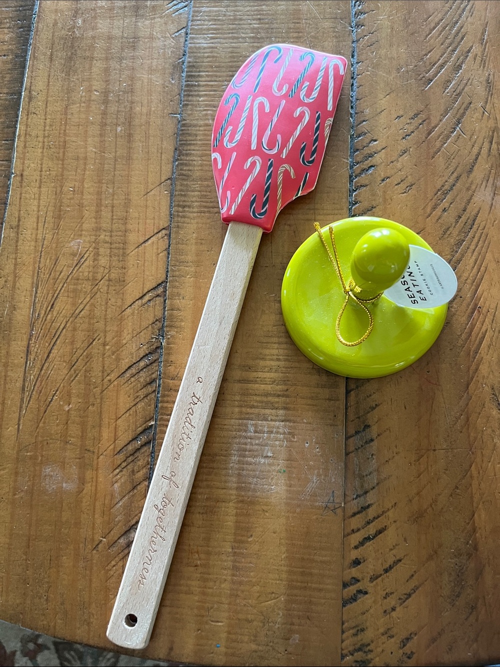 Anthropologie baking spatula and Christmas cookie press